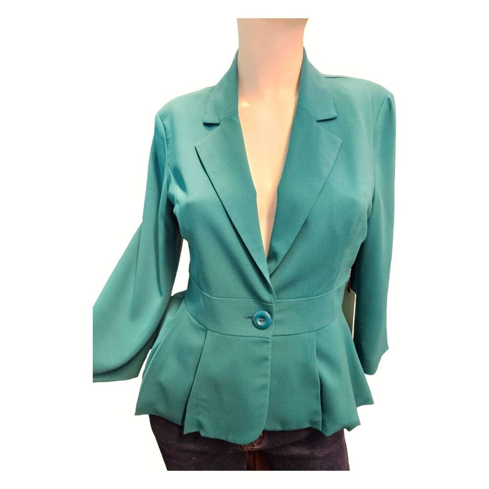 Forever 21 Teal Peplum Blazer Womens size Small NEW TAGS